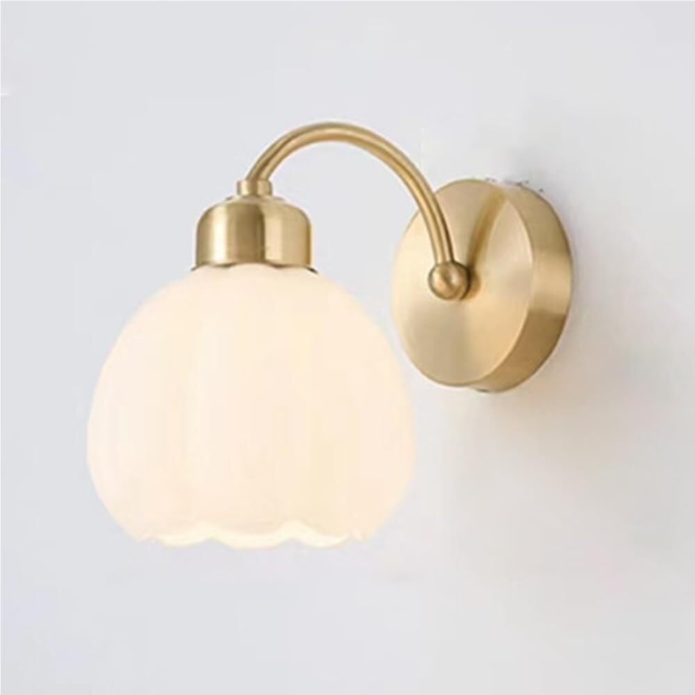SXECAEPS Modern Glass Gold Wall Sconce E27 Hardwired Mounted Light Fixtures Brushed Brass Lamps for Vanity Living Room Bedroom Bathroom Mirror Hallway Stairway