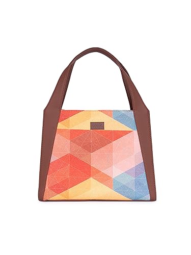 Image of ZOUK Printed Jute Handcrafted Vegan Leather Grey Women's Stylish Tote Bags | Trapezia Tote| Shoulder bag with double handle