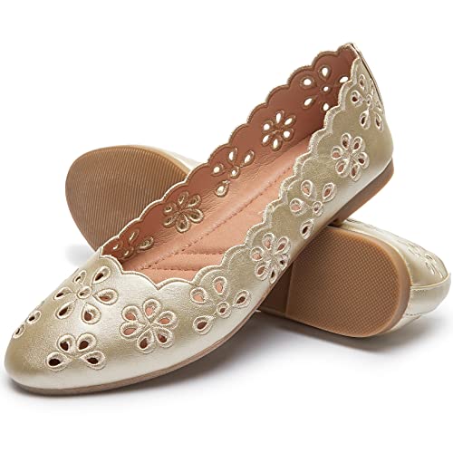 Ballerines plates pour femme FRACORA, la chaussure dorée de ville