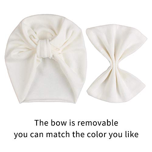 PESAAT Baby Girl Turban Newborn Hats Spring Cotton Newborn Beanies for Girls 0-6 Months3