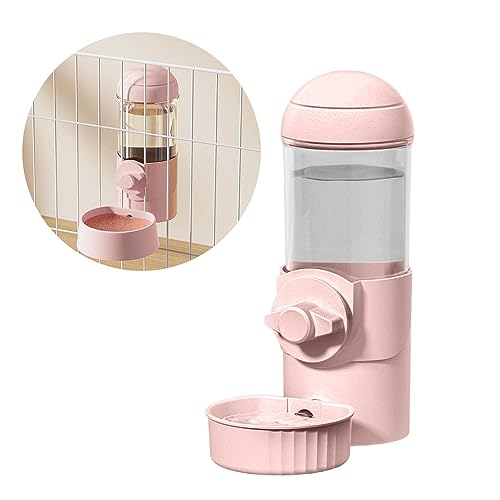 AOLNGG 猫犬水飲み器 WONRUNペット給水器ケージ 固定吊り下げプラスチック製水ボトル自動給水器 重力式で電源不要の自動水補充装置 留守番対応 熱中症を防ぐ 転倒防止 漏れ防止 小動物ウサギ 犬 水飲み 500ml容量 白