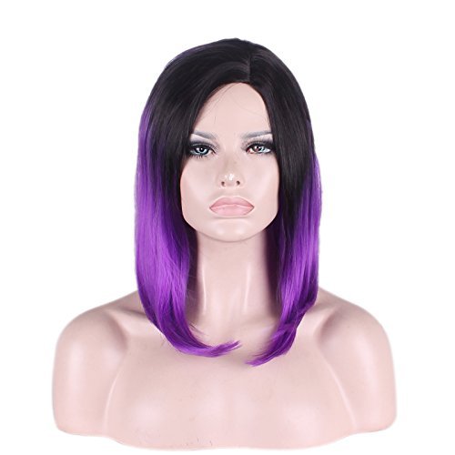 Charming Lady's Black/Bright Purple Ombre Wigs High