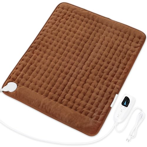 Image of Deepsoon Heating Pad,Electric Heating Pads for Back,Neck,Moist Heating Pad for Abdomen Shoulder Knee Legs,Dry /Moist Heat&Auto Shut Off,Mother's Day Birthday for Men and Women,Brown,24x20 Inch