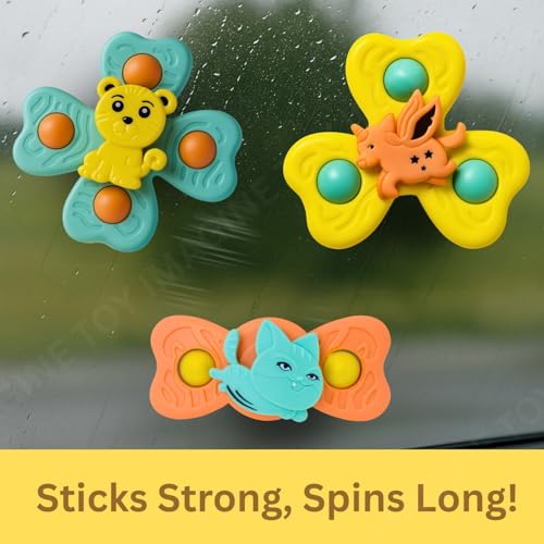 Image of Toy Imagine Suction Spinner Toys for Babies & Toddlers- Fidget Toys for Kids Travel-Friendly Baby Bath Toys, Learning & Gift Accessories (3 Pcs)