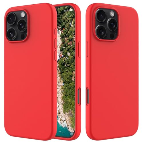 Image of FIRST MART Silicone Back Case for iPhone 16 Pro, Soft-Touch Phone Back Cover for Apple iPhone 16 Pro - Red