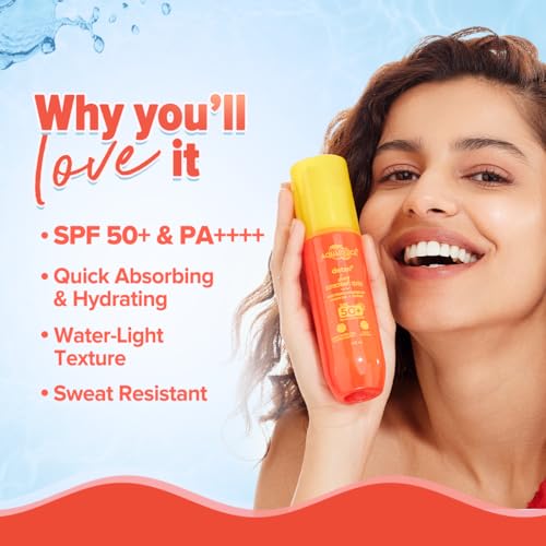 Aqualogica Detan+ Dewy Sunscreen Spray For All Skin Types | Mess-Free Application I Hydrating & Sweat Resistant I Water-Light Texture | SPF 50+ PA++++ | For Men & Women | 100 ml