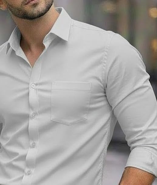 Image of Nexora Men's Slim Fit Formal Shirt, Cotton, Full Sleeve, Spread Collar, Breathable, Office