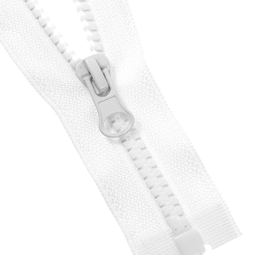Lot de 2 fermetures éclair séparables en plastique - Noir - 40 cm - Fermeture éclair universelle - Pour outils de couture, vêtements, sacs (blanc)