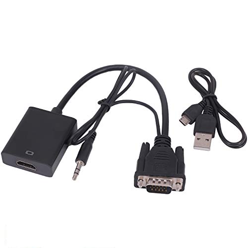 VGA to HDMI Adapter, Yeworth 1080P VGA Male to HDMI Female Converter with Audio Cable Adapter for Connecting PC, Laptop, Notebook to HDTV, Displays, Monitor