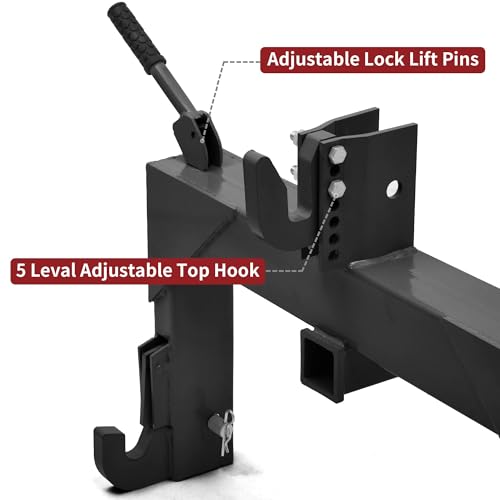 Image of YITAMOTOR 3 Point Quick Hitch with Upgrade Versatile Adapter & 2 inch Receiver for Category 1 Tractors, 3000 lbs 3-Pt Trailer Hitch Attachment with 5 Level Adjustable Bolt (Black)