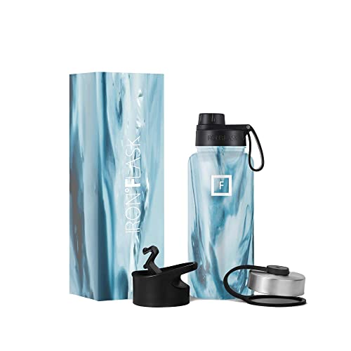 Insulated Water Bottle with Spout Lid – 32 Oz (3 Lids) – Cold 24hrs & Hot 12hrs Drinks – Vacuum Leakproof Double Walled Stainless Steel – Travel Sports Gym Camping & Hiking Hydration Flask