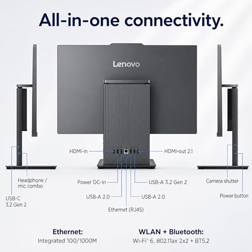 Image of Lenovo IdeaCentre 27 inch FHD All-in-One Desktop Computer, Intel Core i7-13620H(24MB Smart Cache), 16GB DDR5, 512GB PCIe SSD, Wi-Fi 6, HDMI, USB-C, Wired KB&Mouse, Business AIO, Windows 11 Pro