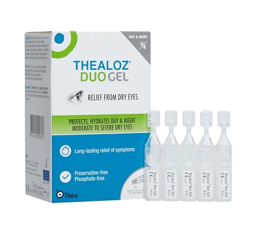 30 Thealoz Duo Gel (Single Dose Units) Eye Drops - Longer-Lasting Relief for Dry Tired & Sore Eyes |Ideal for Overnight Relief |Gentle Preservative-Free Gel | 30 Single Dose Units