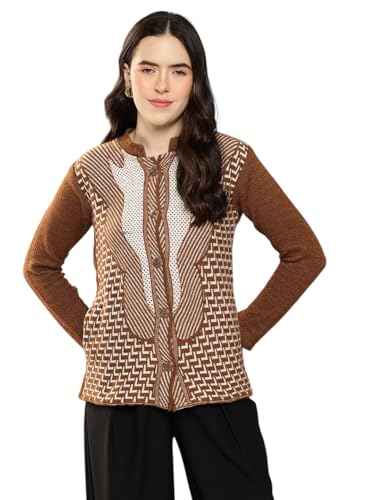 Image of Aarika Womens Winter Wear Green Colour Zig Zag Woolen Cardigan