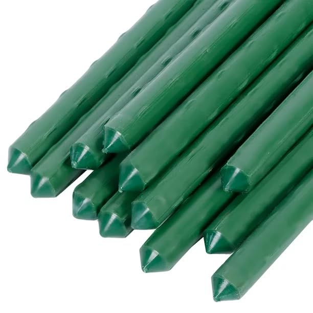 1.8m x 16mm Green Garden Plant Stakes Climbing Plants Support Canes Poles Sticks Spikes - Made from Strong Steel with a Plastic Coating (40)