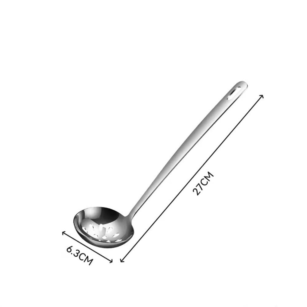 Cucchiaio da cucina, Cucchiaio forato for uso domestico con manico lungo, cucchiaio antigoccia for pentole calde spessore profondo for il consumo di(27x6.3cm)
