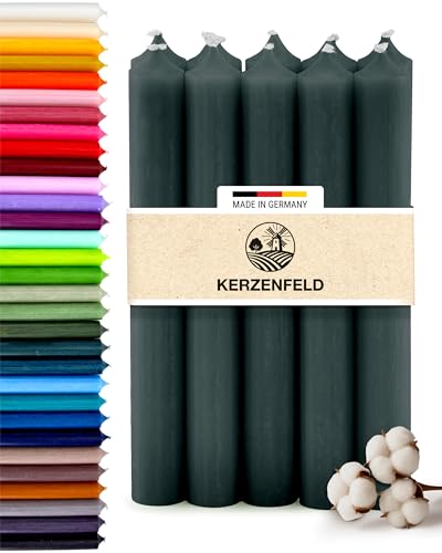 Stabkerzen Dunkelgrün, 10 Stück, 180mm x 22mm, Durchgefärbte...