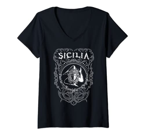 Mujer Sicilia Italy Trinacria heraldry home pride family Camiseta Cuello V