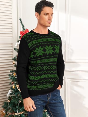 ZAFUL Men's Ugly Christmas Sweaters Long Sleeves Crewneck Knitted Xmas Sweaters Casual Snowflake Pullover Knitwear3