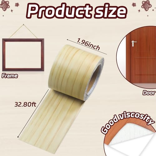 Image of Self Adhesive Wood Repair Tape, 1 Roll Realistic Wood Grain Repair Tape for Furniture, Floors, Door, Cabinets, Windows, Home Decoration 2 inch X 32 ft (Light Yellow)