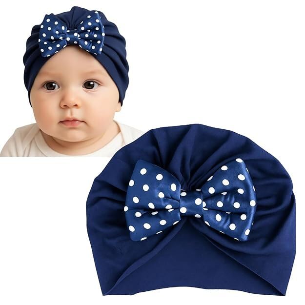 Premium Soft Bow Baby Turban Head Wrap | Stretchable & Super Elastic Headband | Newborns, Infants, Comfortable Hair Accessories For Baby Girls & Baby Boys (Blue)-image-29
