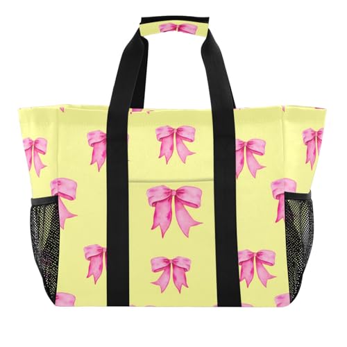Watercolor Bows Reusable Grocery Bags Large Tote Bag Waterproof Canvas Organizer for Beach Picnic Laundry Travel
