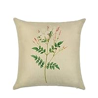 EHOMERY Housse De Coussins Pour Canapé Taie D'oreiller Rectangle Fleurs Bleues Lin Housses De Coussin Housse De Coussin Unie Taie D'oreiller Soie Décoration Beige Bleu Vert 16X16 Inches