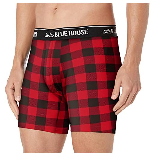 Little Blue House by Hatley Men's Printed Boxers, Buffalo Plaid, Large