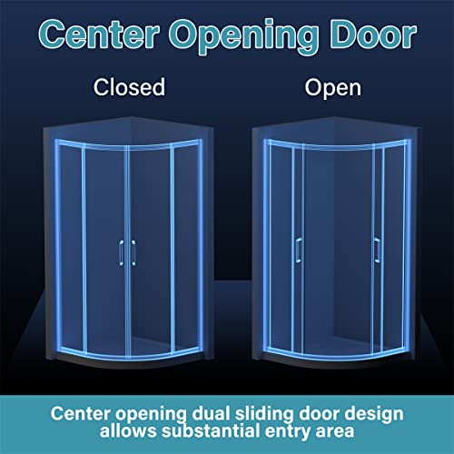 Es-Diy Corner Shower Enclosure 36 In. W X 72 In. H,Neo-Angle Round Corner Shower Door In Chrome Finish,Pivot Shower Door With 1/4 In. Thick Tempered Clear Glass（Shower Base Not Included) #TOP6