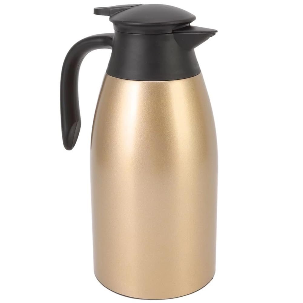 Hndhbfgrt Tea Pot 2L 304 Stainless Steel Leakproof Lid Insulated Coffee Dispenser Portable Handle Easy to Clean C