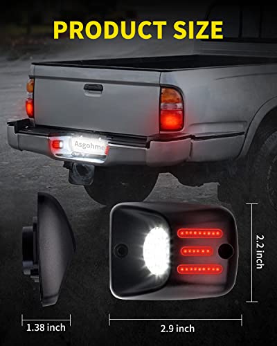 Image of White LED License Plate Lights with Red OLED Neon Tube Tag Lamp Assembly Replacement Compatible with Toyota 1995-2004 Tacoma Pickup Truck, Pack of 2