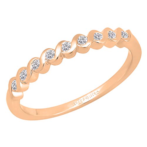 Dazzlingrock Collection Anillo de boda redondo de 0,15 quilates (quilates) con diamantes blancos cultivados en laboratorio, oro de 14 quilates, oro rosa cultivado en laboratorio, diamante blanco