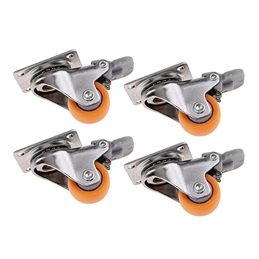 Caster-kit 4 st 1 tum skruvhjul orange PP möbler hjul tyst hjul monter högtalare hjul apparatrulle med broms