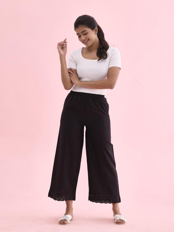 Image of GO COLORS Soft Linen Wide Pant Full Length for Women| Breathable, Mid Rise