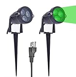 LemonBest® Pack of 2 Outdoor Water-Resistant LED Lawn Garden Landscape Lamp Wall Yard Path Patio Lighting Spot Lights Green AC Spiked Stand with Power Plug
