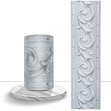 Yija PVC Self Adhesive Silver 3D Flowers Waterproof Wall Border Decor Removable Kitchen Bathroom...
