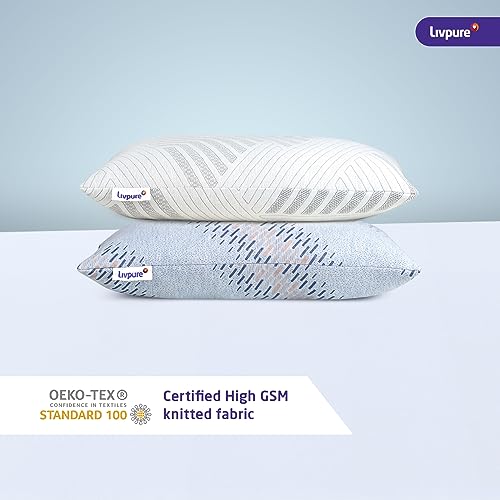 Image of Livpure Smart Cloud Original Microfiber Sleeping Pillow | Extra Soft Bed Pillow | Neck Support | Hypoallergenic & Breathable Plush | Fiber Filled Cushion | Multicolor | King Size | 24x16x4 | Pack of 2