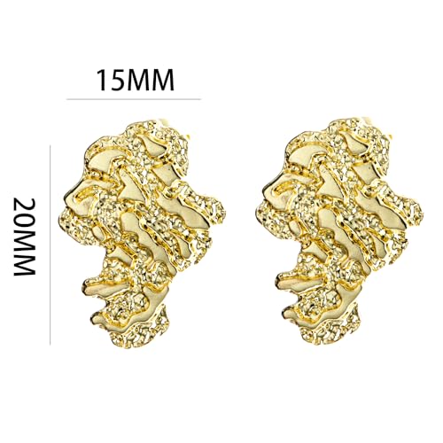 Gold Nugget Earrings Gold Earrings for Men 925 Sterling Silver, 14K Gold Plated Best Earring for Sensitive ears Gleaming Gift Choice2