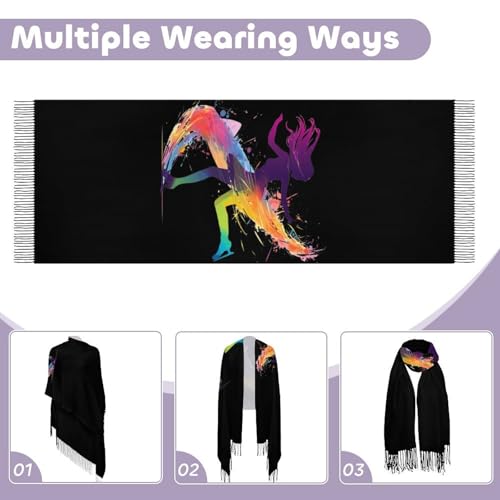 Ice Skating Figure Skater Girls Women Scarf for Women Fashion Winter Scarf Fringed Shawl Wrap Long Scarves4