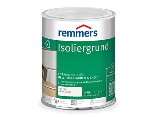 Remmers Isoliergrund weiß (RAL 9016), 0,75 Liter, Sperrgrund, wirkt gegen Holzinhaltsstoffe, verhindert Gelbverfärbungen, hochdeckend, atmungsaktiv