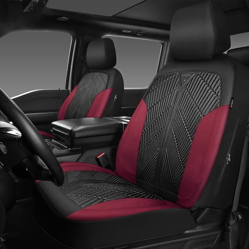 Image of CAR PASS Waterproof Car seat Covers Front Seats Covers Neoprene Wetsuit, All-Weather Non-Slip Durable, Universal Fit for SUV Sedans Trucks Vans Automotive, Armrest Airbag Compatible, Emboss 2 Red