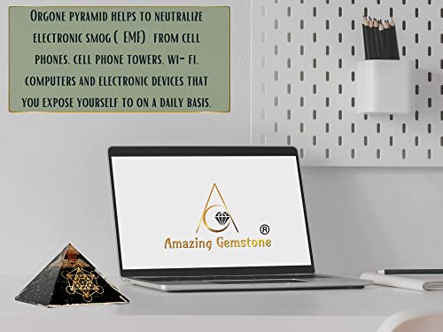 Large Orgone Pyramid of Shungite Stones | Shungite Pyramid Crystal | Metatron Cube Orgonite Pyramid | Organ Pyramids Positive Energy Healing