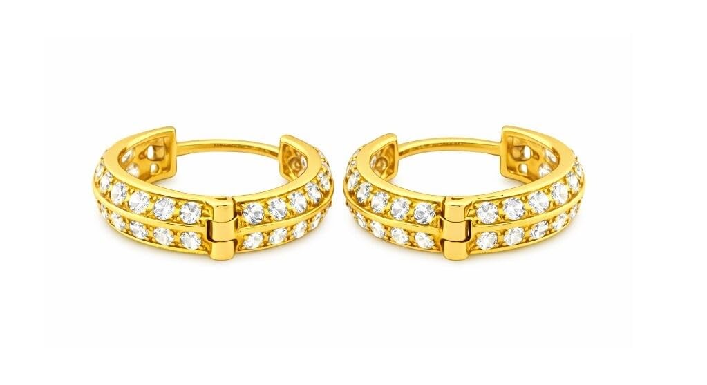 Pendientes de aro de oro amarillo fino de 18 quilates con certificado real