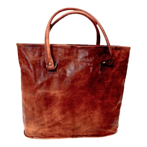 Image of Firu-Handmade Leather Tote Bag for Women Vintage Genuine Leather Purses for Women Handbag