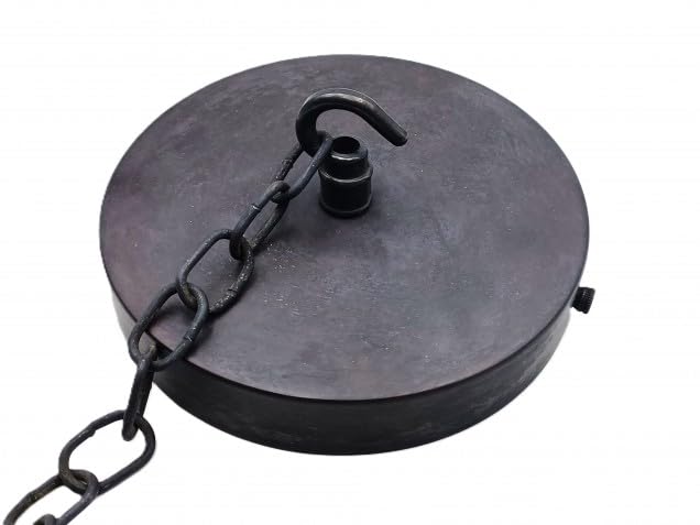 Large Ceiling Rose 150mm Diameter with Hook and Chain Dark Antique Finish - Choice of Chain Length (Two Metres Chain)