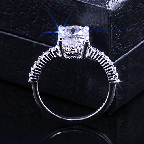 White Gold Plated 4 Carat Brilliant Cut Solitaire Cubic Zirconia Cz Engagement Ring Purpose Statement Anniversary Halo Ring (6) #TOP3