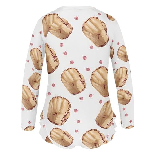 ALAZA Toddler Swimsuit Girl Bathing Suit Swimwear Rash Guard Baseball Gloves Long Sleeve 3T3