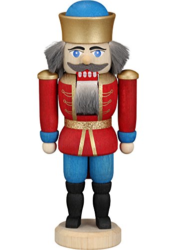 Seiffener Volkskunst German Nutcracker King red, Height 12 cm / 5 inch, Original Erzgebirge SV 11401/1