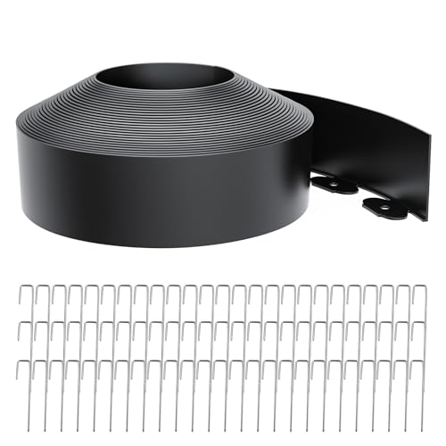 Landscape Edging 4 Inch Tall 60FT with 75Pcs Metal Spikes,