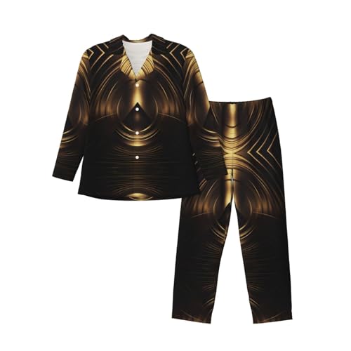 Pyjama à manches longues pour hommes fini les nuits fraîches vêtements de détente noirs et dorés